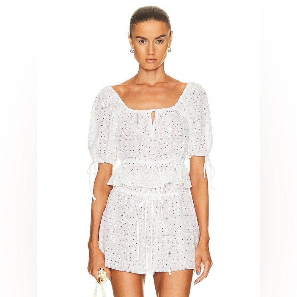 NWT GANNI Light Broderie Anglaise Cropped Top - Size 36 - White